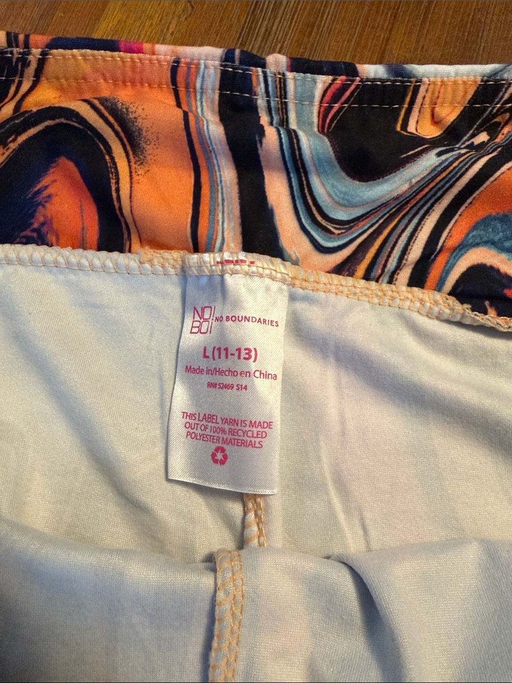 No Boundaries Multicolor Swirl Flared Pants - Orange, Black, Pink, Blue - Picture 2 of 2